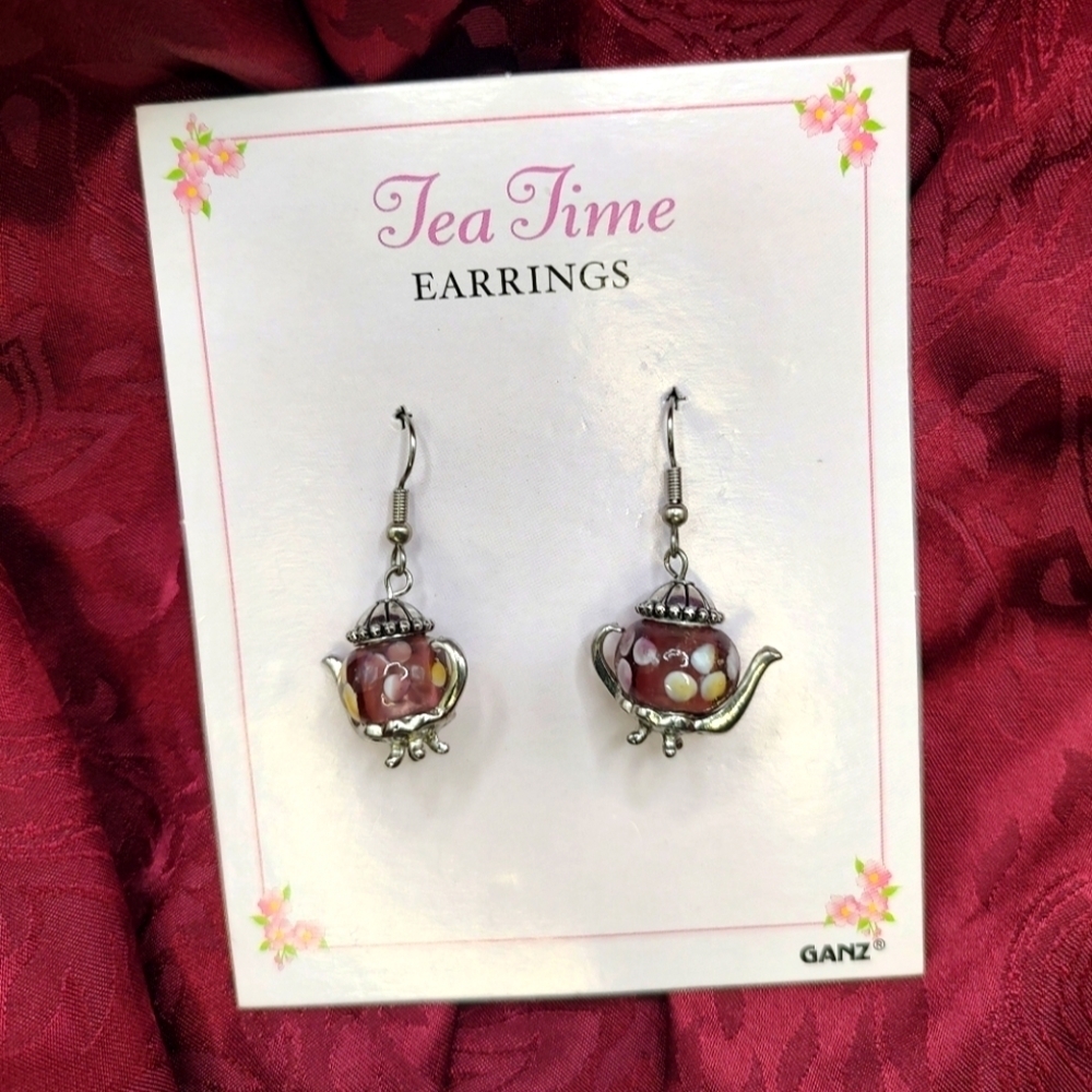 💥 3/$20 Ganz Quaint Tea Time Teapot Lantern Enamel Bead Earrings! - Picture 3 of 9